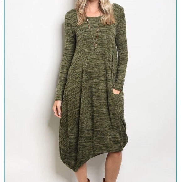 Army Green Tunic Dress - Picture 1 of 6